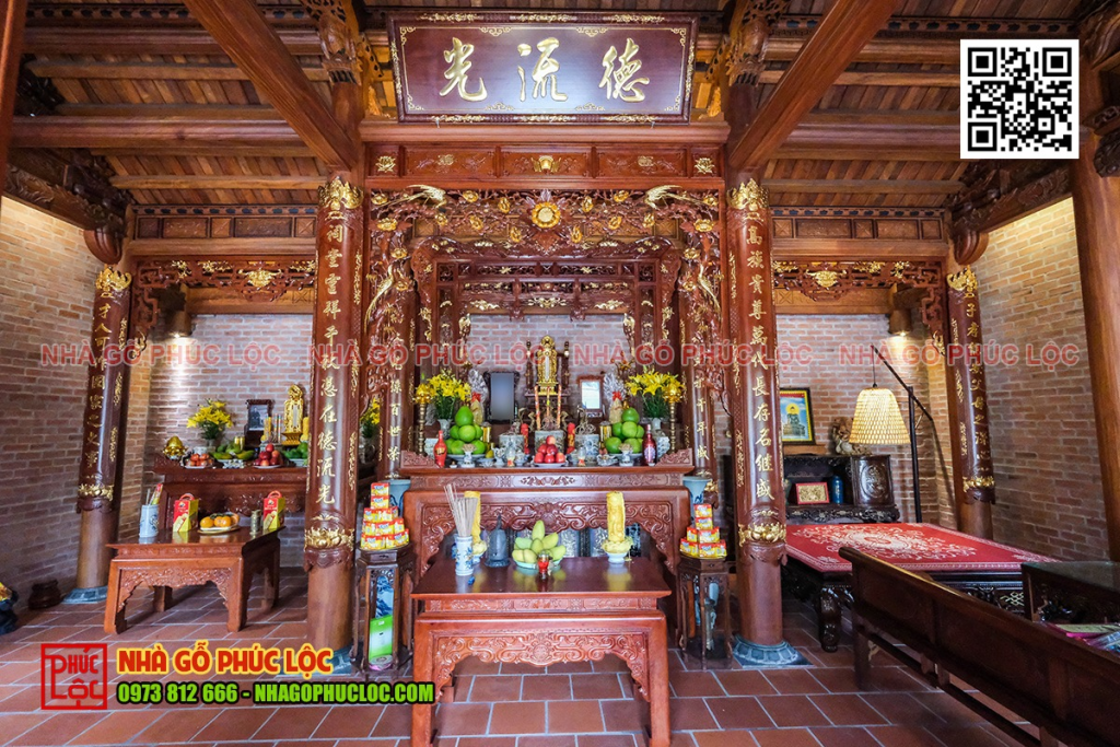 Án gian phòng thờ nhà gỗ cổ truyền
