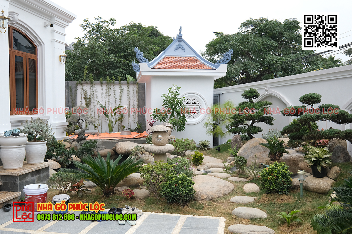 Tiểu cảnh đèn đá sân vườn kiểu Nhật