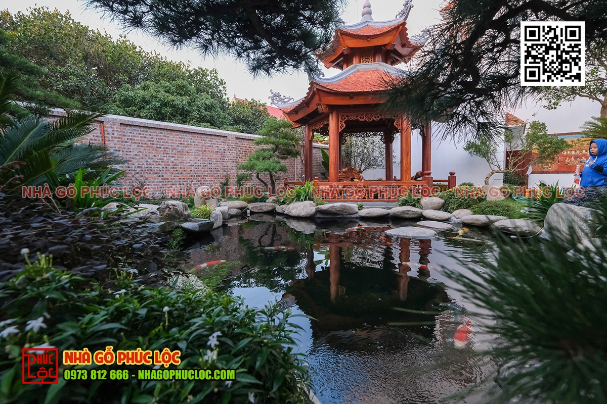 Thi công chòi nghỉ sân vườn 2 mái đẹp